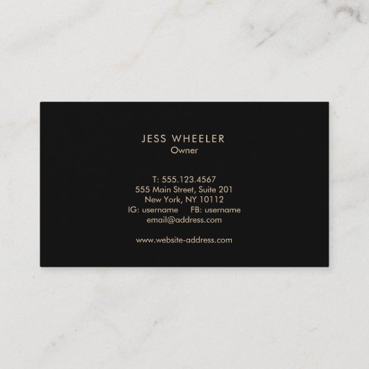 ModernBlack Minimalistischer Gold-Circle Visitenkarte (Rückseite)