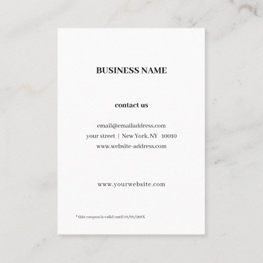 ModernBlack & White Discount Card Rabattkarte (Rückseite)