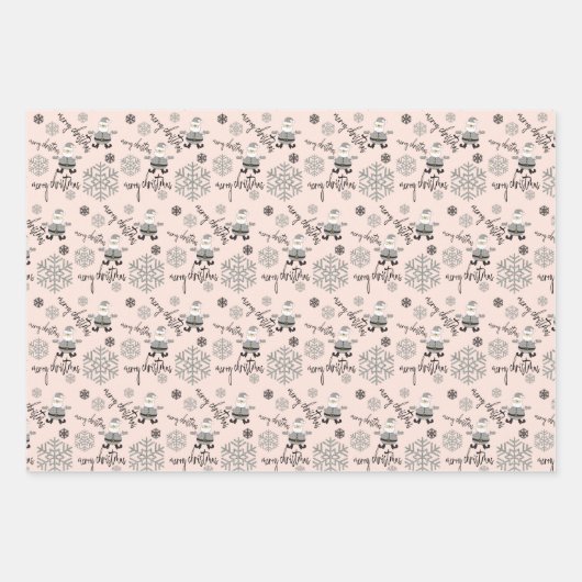 ModernCute Santa Snowflakes Muster Geschenkpapier Set (Vorderseite)