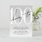 Moderne 100. Geburtstagsparty Einladung (Stehend Vorderseite)