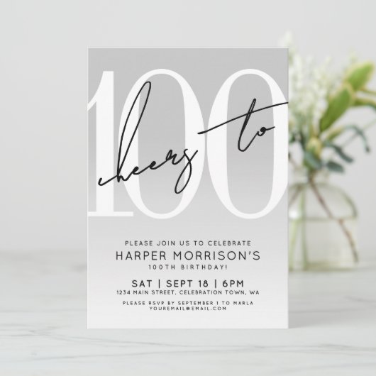 Moderne 100. Geburtstagsparty Einladung (Stehend Vorderseite)