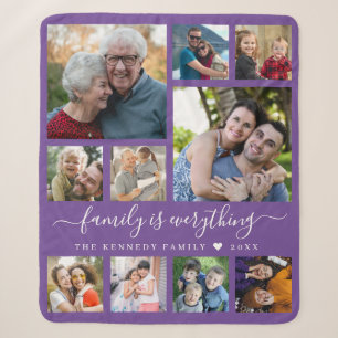 Moderne 10 Foto-Collage-Zitat Familienname Lila Sherpadecke