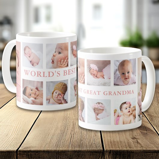 Moderne 10-Foto-Rosa Weltbeste Urgroßmutter Kaffeetasse