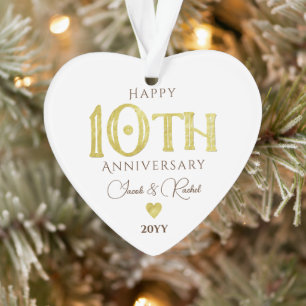 Moderne 10. Hochzeitstag Gold Erinnerungs Hochzeit Ornament
