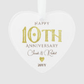 Moderne 10-jährige Gold Keepake-Hochzeit Ornament (Vorderseite)