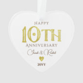 Moderne 10-jährige Gold Keepake-Hochzeit Ornament (Rückseite)