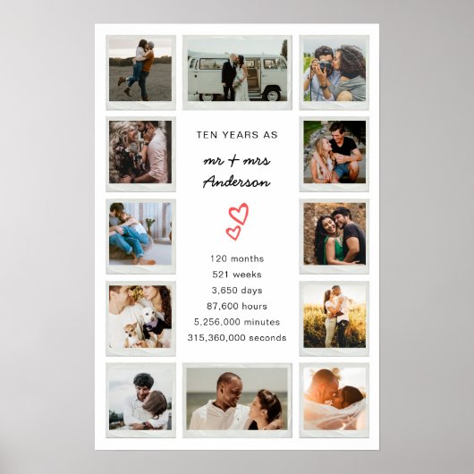 Moderne 10-jährige, kundenspezifische FotoCollage Poster (Vorne)