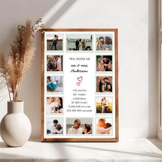 Moderne 10-jährige, kundenspezifische FotoCollage Poster