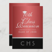 Moderne 10. Klasse Wiedersehen Red Silver Black Einladung (Vorne/Hinten)