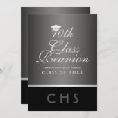 Moderne 10. Klasse Wiedersehen Silver Black Einladung (Vorne/Hinten)