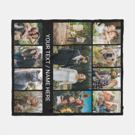 Moderne 11 Multi-Foto Collage Keepake Fleecedecke (Vorderseite (Horizontal))