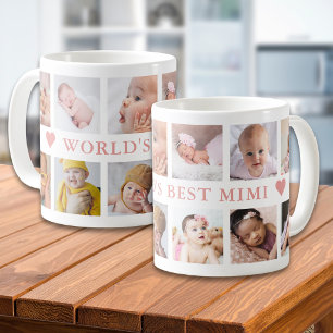 Moderne 12-Foto-Collage Rosa World's Best Mimi Kaffeetasse