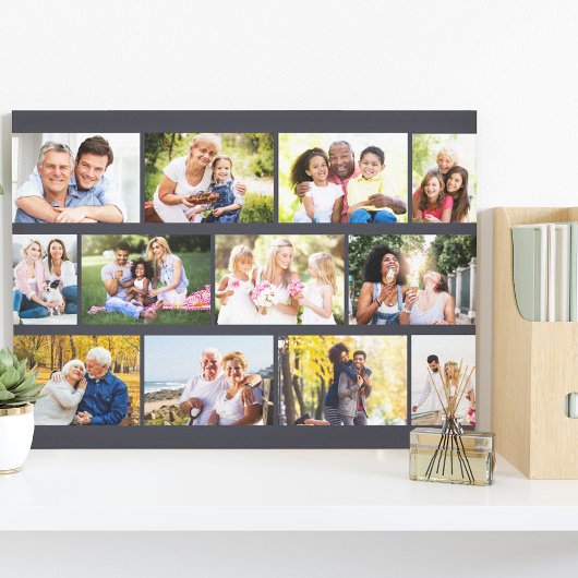 Moderne 12 Foto Mauerwerk Grid Gray Stretched Lein Leinwanddruck