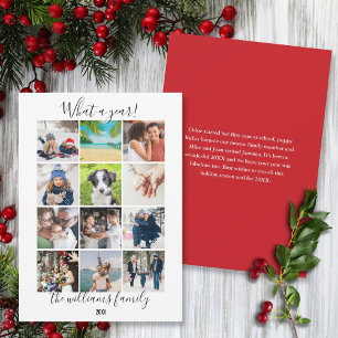 Moderne 12-Foto-Weihnachtsgrüße - Was für ein Jahr Feiertagskarte