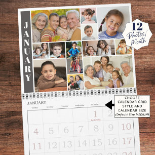 Moderne 12 Fotos pro Monat FotoCollage Kalender