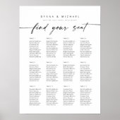 Moderne 12 Tische finden Ihre Sitzkarte Poster (Vorne)