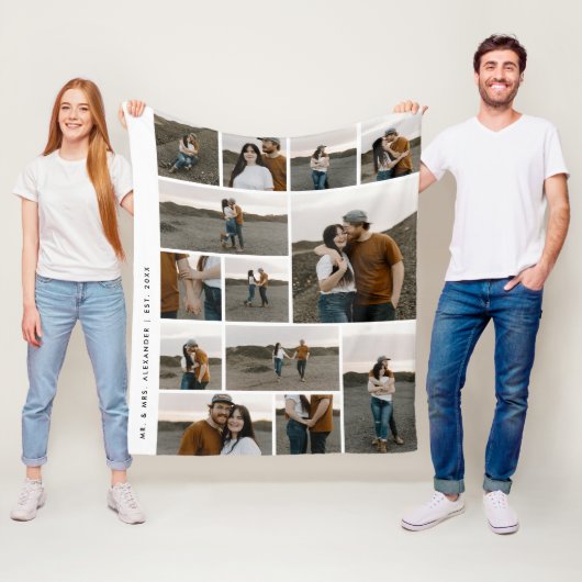 Moderne 13-Bild-Collage bearbeitbare Farbe Fleecedecke (Beispiel)