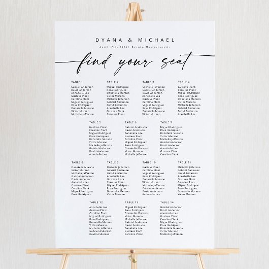 Moderne 14 Tische finden Ihre Sitzkarte Poster