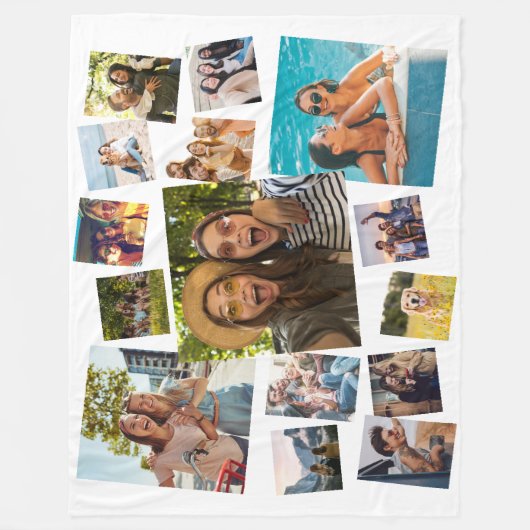 Moderne 15 FotoCollage Fleecedecke (Vorderseite)