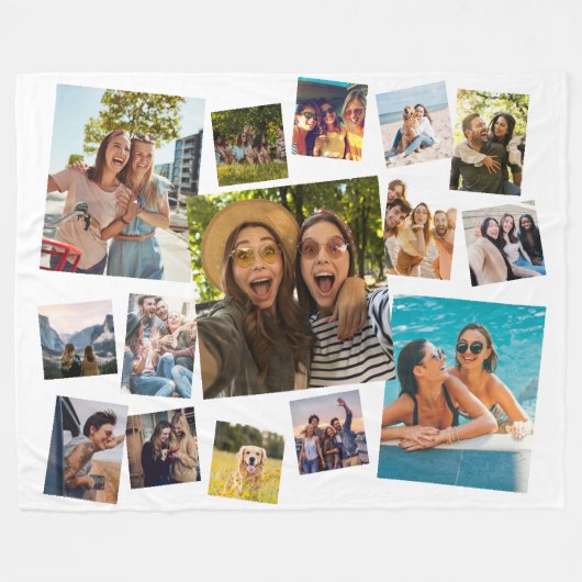 Moderne 15 FotoCollage Fleecedecke (Vorderseite (Horizontal))