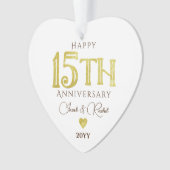 Moderne 15-jährige Gold Keepake-Hochzeit Ornament (Vorderseite)