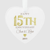 Moderne 15-jährige Gold Keepake-Hochzeit Ornament (Vorderseite)