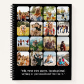 Moderne 16 Fotocollage mit Zitat Notizblock (Vorderseite)