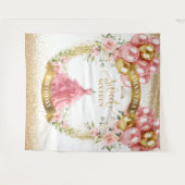 Moderne 16 . Geburtstag Background Blush Gold Ball Wandteppich (Vorderseite (Horizontal))