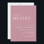 Moderne 16 . Geburtstag Dusty Rose Rosa 16. Geburt Einladung<br><div class="desc">Moderne,  elegante Einladungen zum 16. Geburtstag mit einem Off-Center Design. Feminine Rose rosa mit einem lustigen Muster auf der Rückseite. (Das umgekehrte Seitenmuster kann auf Wunsch mithilfe des Entwurfstools entfernt werden.)</div>