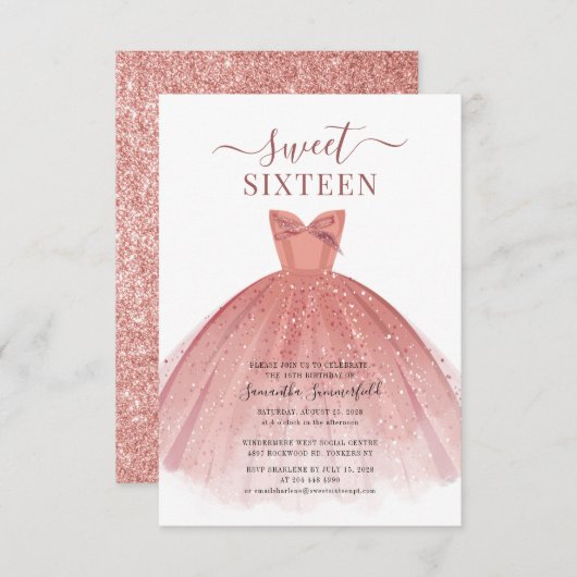Moderne 16. Geburtstagsparty Einladung (Vorne/Hinten)