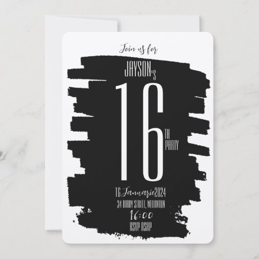 Moderne 16. Geburtstagsparty Einladung (Vorderseite)