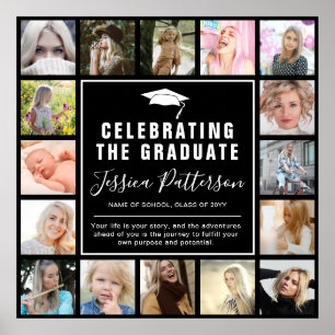 Moderne 16 Insta Picture Collage Graduation Party Poster