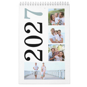Moderne 17 Familienfotos in fetter Typografie 2027 Kalender