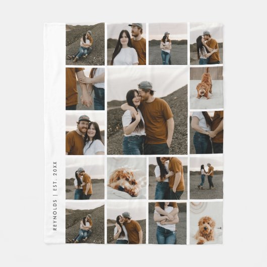Moderne 17-Foto Collage bearbeitbare Farbe Fleecedecke (Vorderseite)