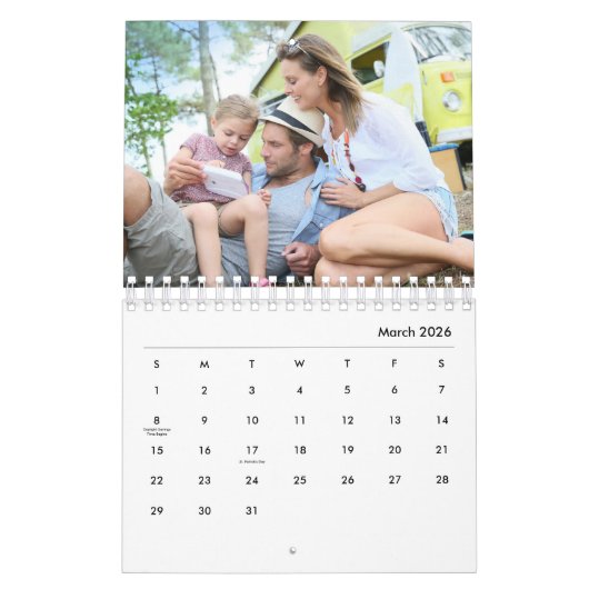 Moderne 17 Fotos freuen sich über neues Jahr 2026 Kalender (Mär 2026)