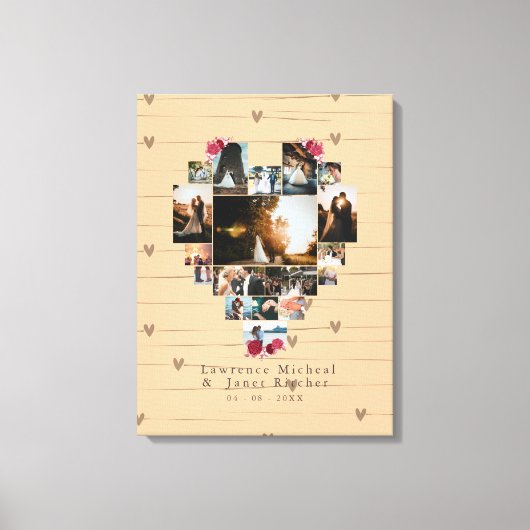 Moderne 18 herzenförmige Fotocollage für sie / ihn Leinwanddruck (Vorderseite)