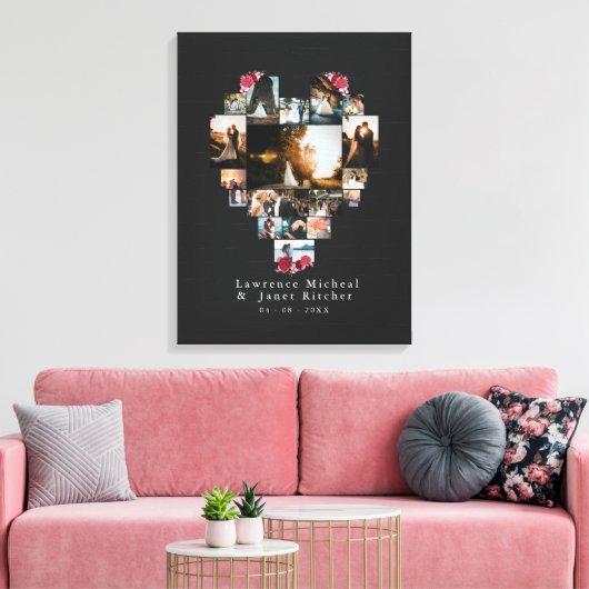 Moderne 18 herzenförmige Fotocollage für sie / ihn Leinwanddruck (Insitu (Wohnzimmer))