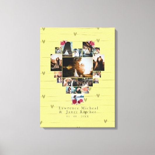 Moderne 18 herzenförmige Fotocollage für sie / ihn Leinwanddruck (Vorderseite)