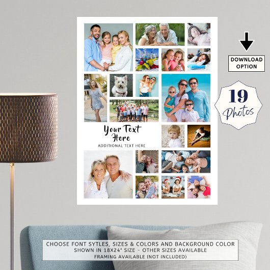Moderne 19 Collage Custom Colors Personalisiert Poster
