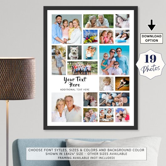 Moderne 19 Collage Custom Colors Personalisiert Poster