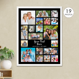 Moderne 19-Foto-Collage in individueller Farbe Poster