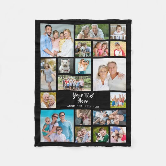 Moderne 19 Personalisierte FotoCollage Fleecedecke (Vorderseite)