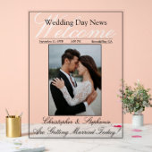 Moderne 1-Foto-Kalligraphie-Hochzeit Willkommen Acrylschild (Hochzeit)