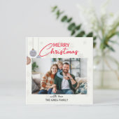Moderne 1 Foto Weihnachtskarte Feiertagskarte (Stehend Vorderseite)