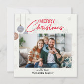 Moderne 1 Foto Weihnachtskarte Feiertagskarte (Vorderseite)