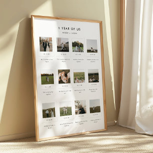 Moderne 1. Hochzeitstag 12 Foto benutzerdefinierte Poster