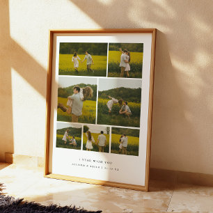 Moderne 1. Jubiläums-Fotocollage Paar individuell Poster