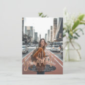 Moderne, 2021, Rose Gold Graduation Ankündigungen (Stehend Vorderseite)