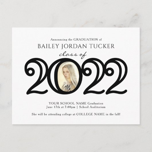 Moderne 2022 Foto Abschluss Ankündigung Postkarte (Vorderseite)