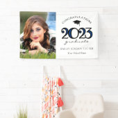 Moderne 2022 Navy Blue Foto Graduation Party Banner (Insitu)